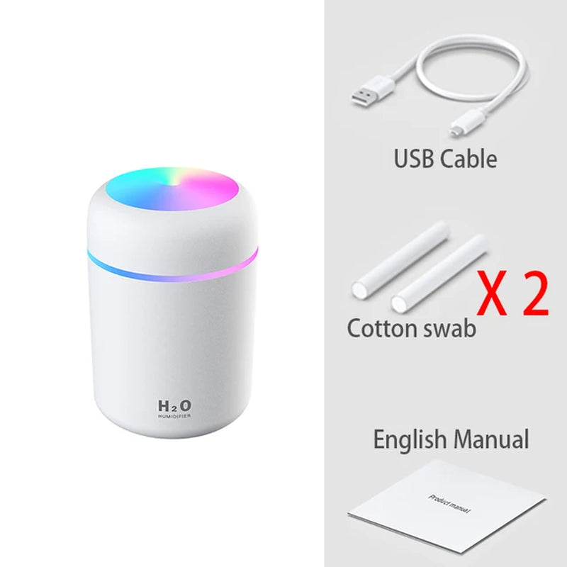 300ML Mini Ultrasonic Air Humidifier Romantic Light USB Essential Oil Diffuser Car Purifier Aroma Anion Mist Maker