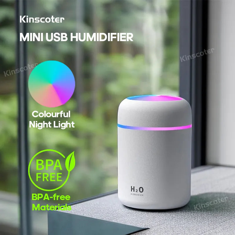 300ML Mini Ultrasonic Air Humidifier Romantic Light USB Essential Oil Diffuser Car Purifier Aroma Anion Mist Maker