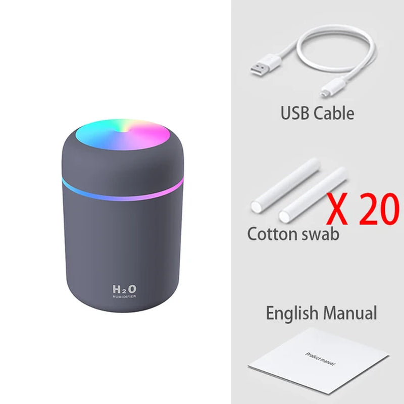 300ML Mini Ultrasonic Air Humidifier Romantic Light USB Essential Oil Diffuser Car Purifier Aroma Anion Mist Maker