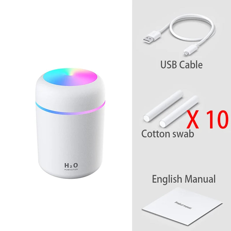 300ML Mini Ultrasonic Air Humidifier Romantic Light USB Essential Oil Diffuser Car Purifier Aroma Anion Mist Maker