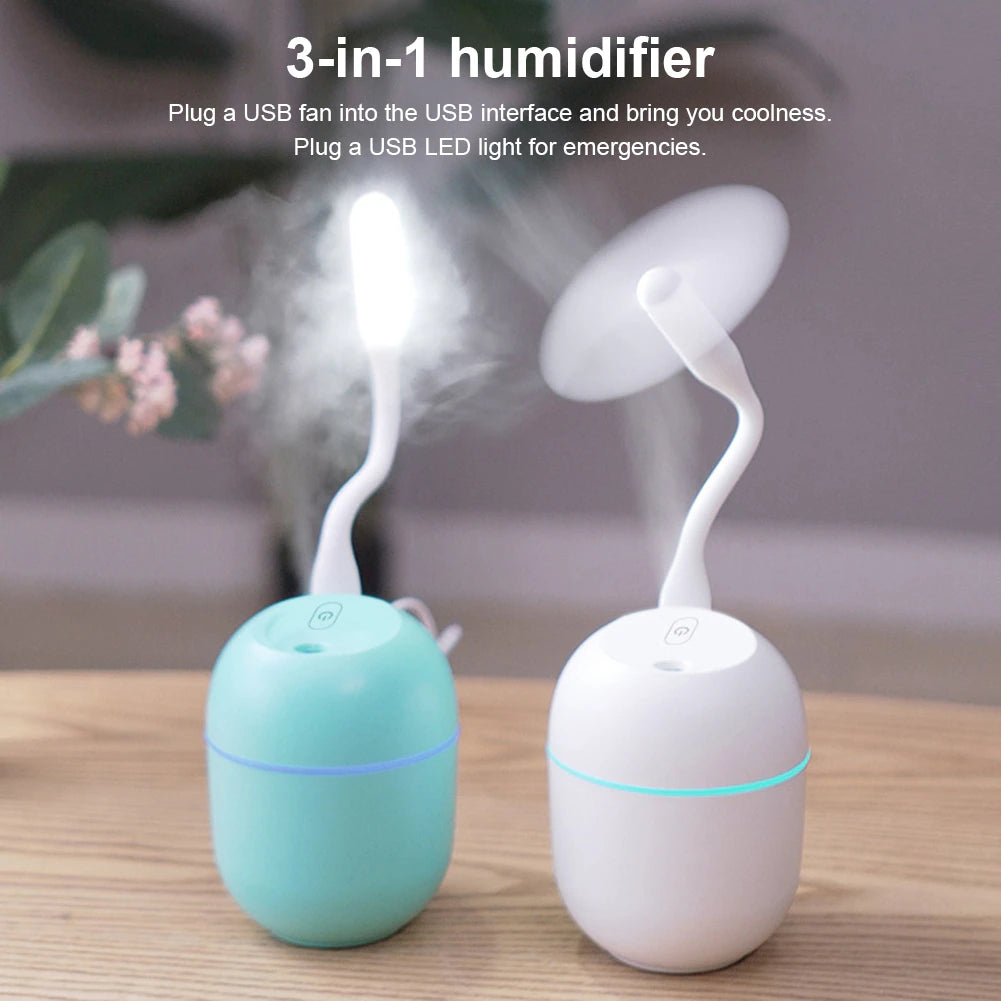 Portable USB Ultrasonic Air Humidifier Essential Oil Diffuser Car Purifier Aroma Anion Mist Maker with LED Lamp Romantic Light