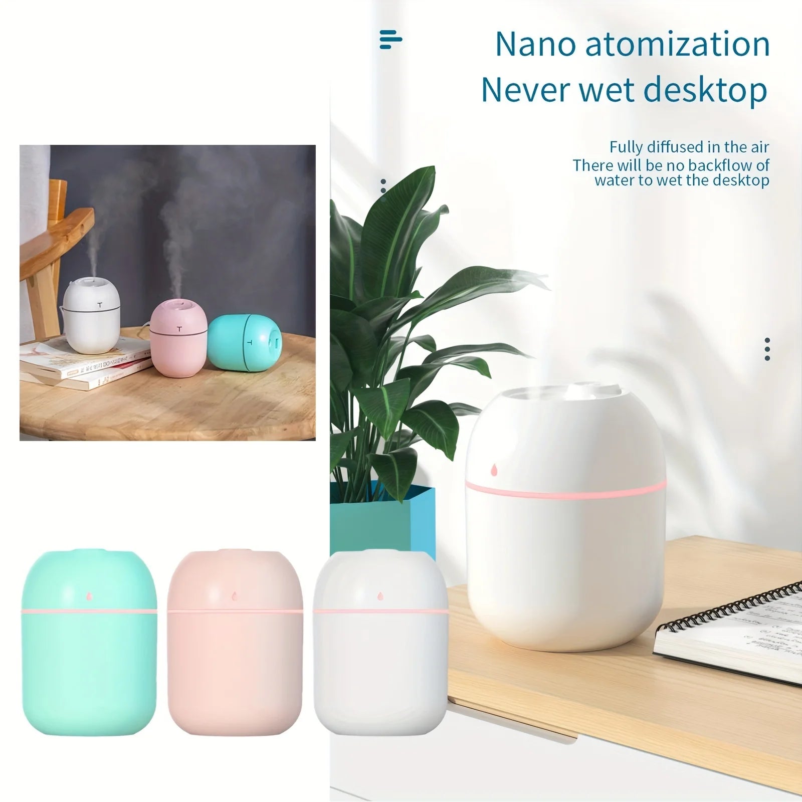 Portable 220Ml H2O Mini Cup Spray Mist Humidifier Double Wet Aroma Essential Oil Diffuser Car Usb Air Humidifier