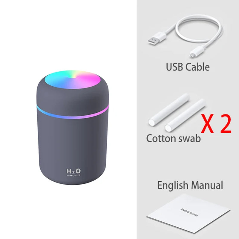 300ML Mini Ultrasonic Air Humidifier Romantic Light USB Essential Oil Diffuser Car Purifier Aroma Anion Mist Maker